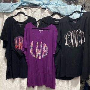 Roaman's size 4X bundle lot of 4monogram Tops LWB stretch‎ comfy floral paisley